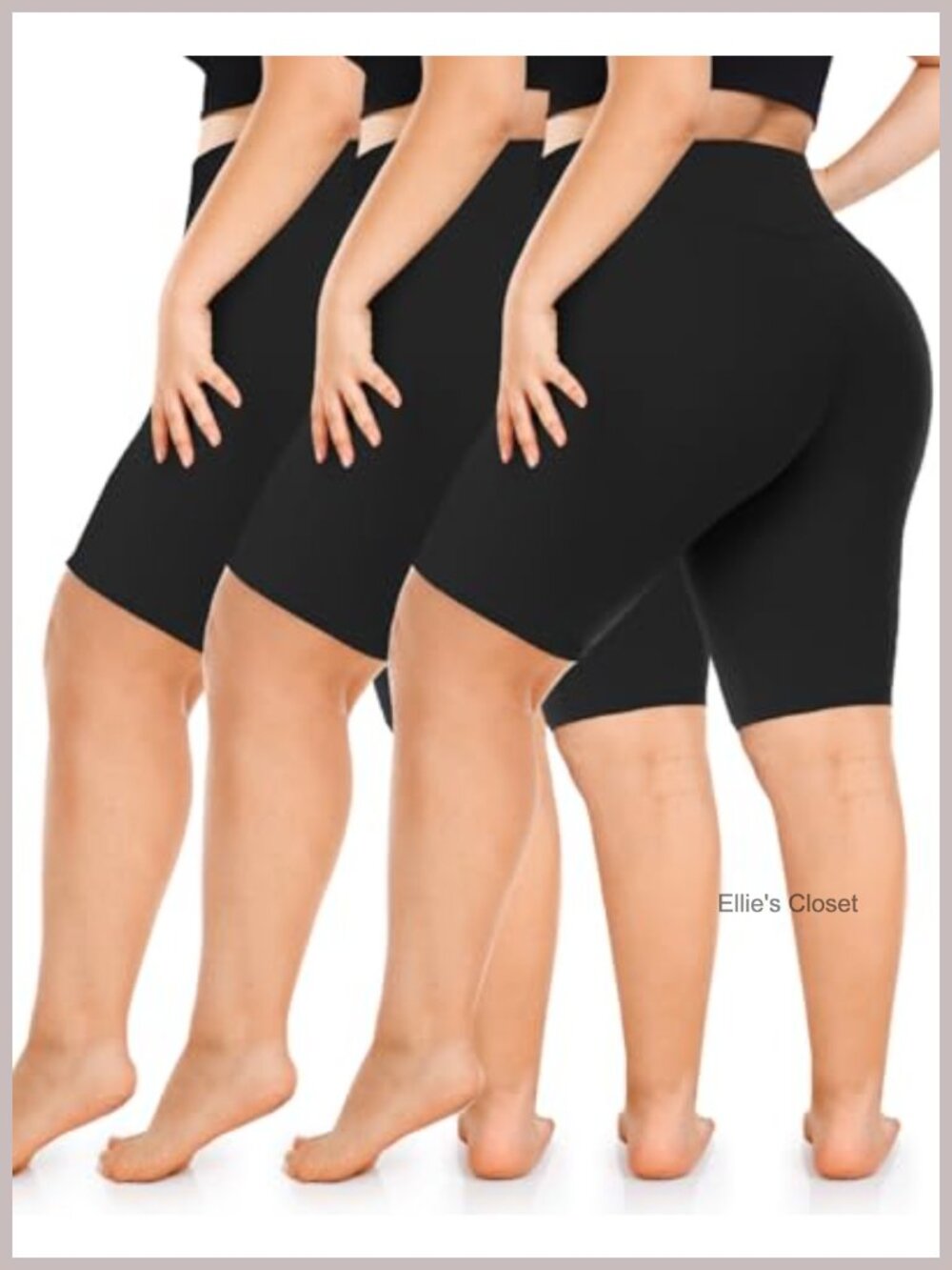 3 Pack Plus Size Biker Shorts High Waist 8" Workout Shorts with Pockets